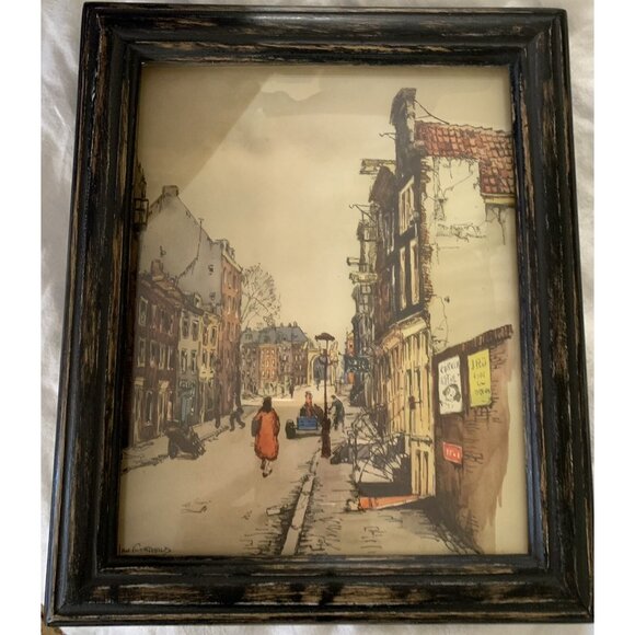 Jan Korthals Art of France 8x10 Lithograph Print PARIS Antiqued Wood Frame Set 2 - Picture 2 of 8